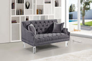 Roxy Grey Velvet Loveseat - 635Grey-L - Vega Furniture