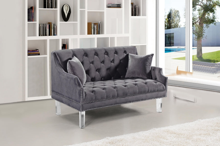 Roxy Grey Velvet Loveseat - 635Grey-L - Vega Furniture
