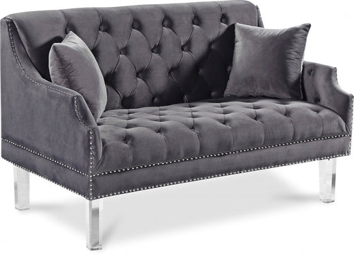 Roxy Grey Velvet Loveseat - 635Grey-L - Vega Furniture