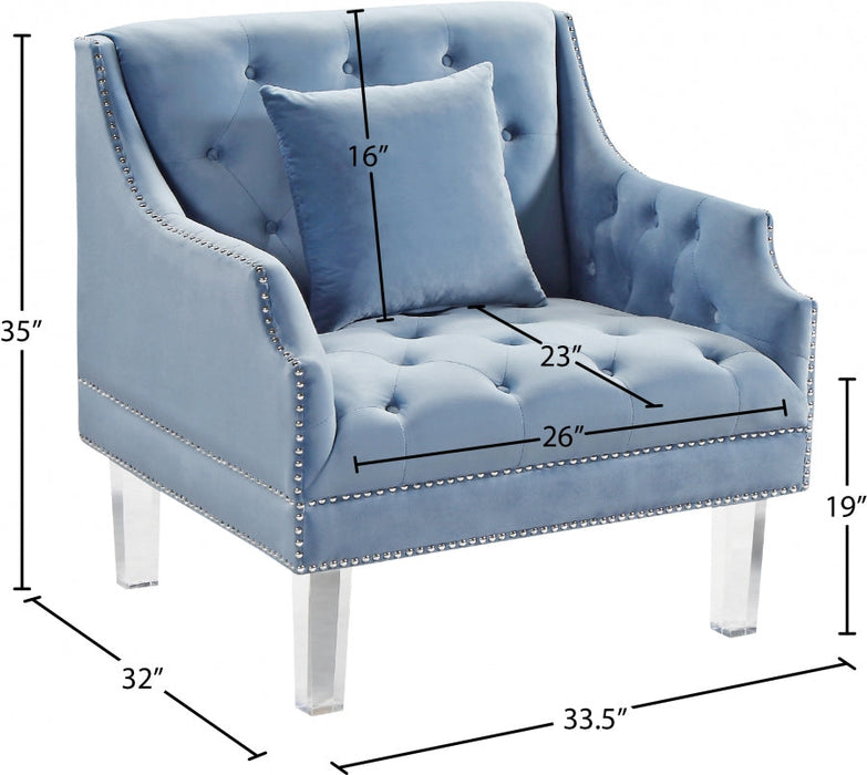 Roxy Light Blue Velvet Chair - 635SkyBlu-C - Vega Furniture