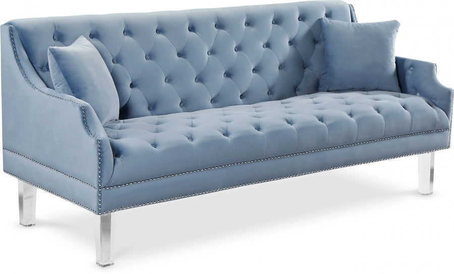 Roxy Light Blue Velvet Sofa - 635SkyBlu-S - Vega Furniture