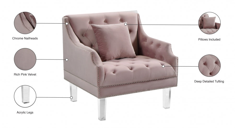 Roxy Pink Velvet Chair - 635Pink-C - Vega Furniture