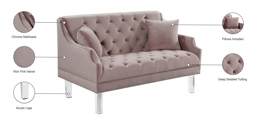 Roxy Pink Velvet Loveseat - 635Pink-L - Vega Furniture