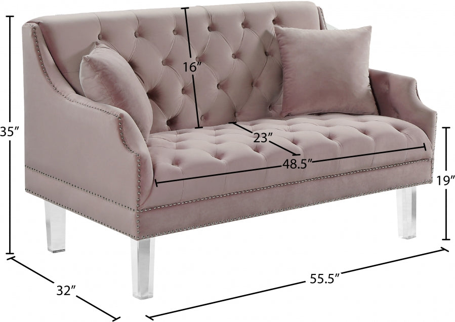 Roxy Pink Velvet Loveseat - 635Pink-L - Vega Furniture