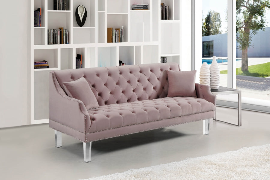 Roxy Pink Velvet Sofa - 635Pink-S - Vega Furniture
