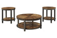 Roybeck Light Brown/Bronze Table, Set of 3 - T411-13 - Vega Furniture