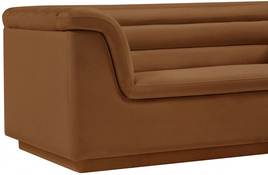 Saddle Cascade Velvet Fabric Loveseat - 192Saddle-L - Vega Furniture