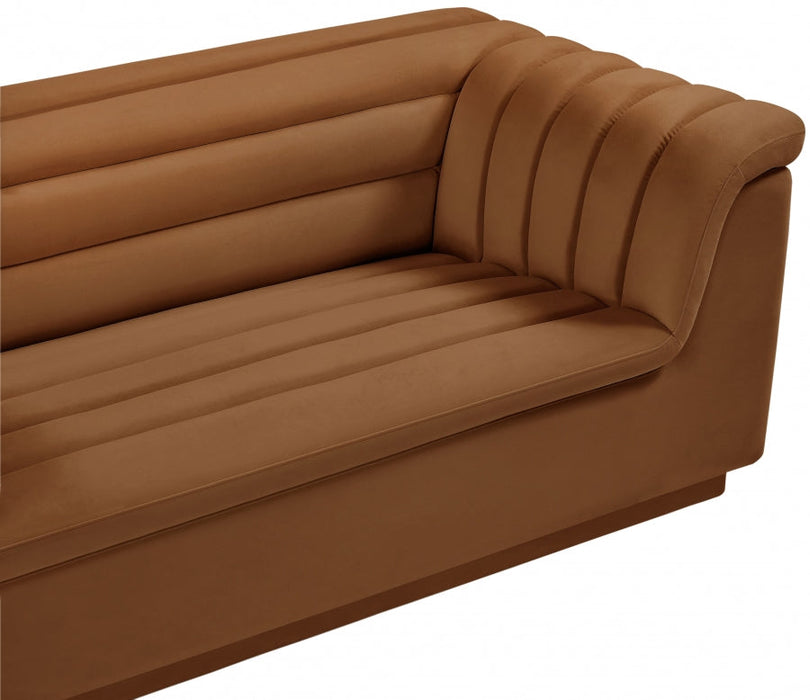 Saddle Cascade Velvet Fabric Loveseat - 192Saddle-L - Vega Furniture