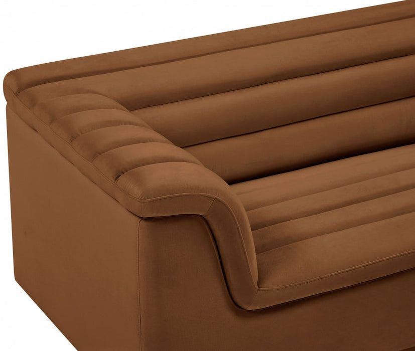 Saddle Cascade Velvet Fabric Loveseat - 192Saddle-L - Vega Furniture