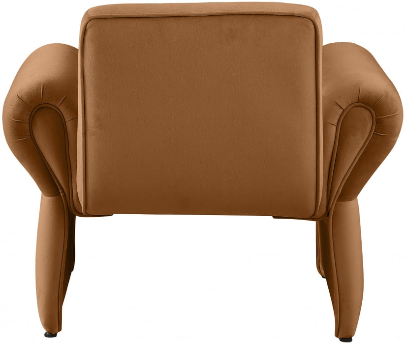 Saddle Fleurette Velvet Accent Chair - 409Saddle - Vega Furniture