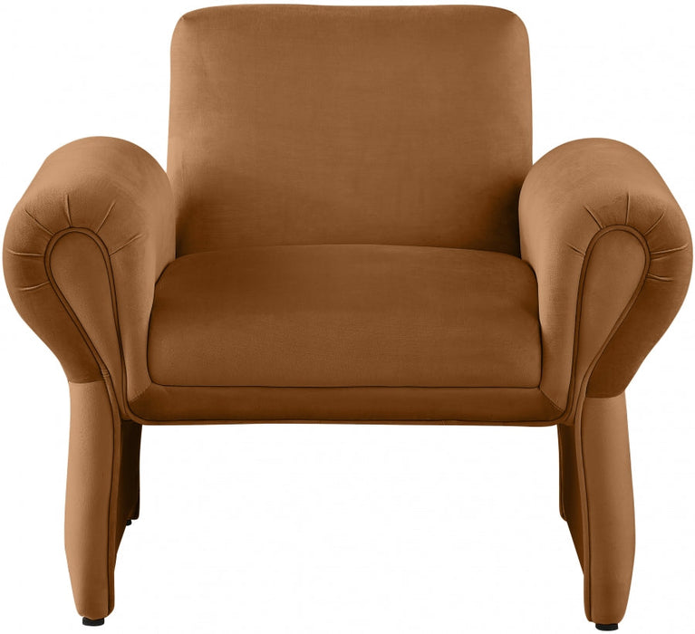 Saddle Fleurette Velvet Accent Chair - 409Saddle - Vega Furniture