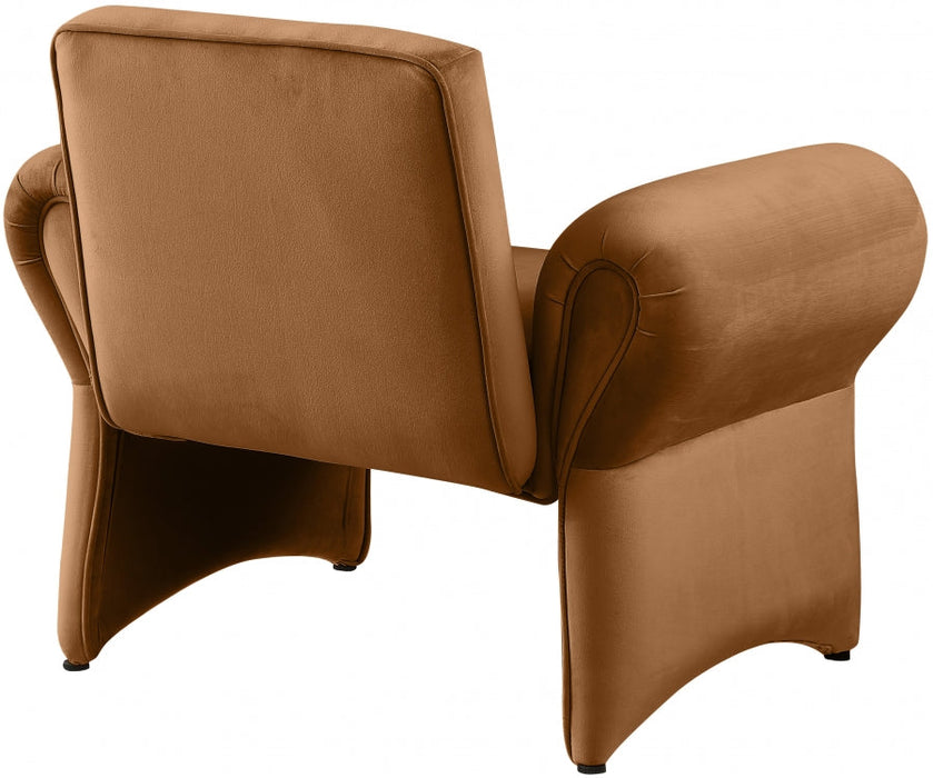 Saddle Fleurette Velvet Accent Chair - 409Saddle - Vega Furniture