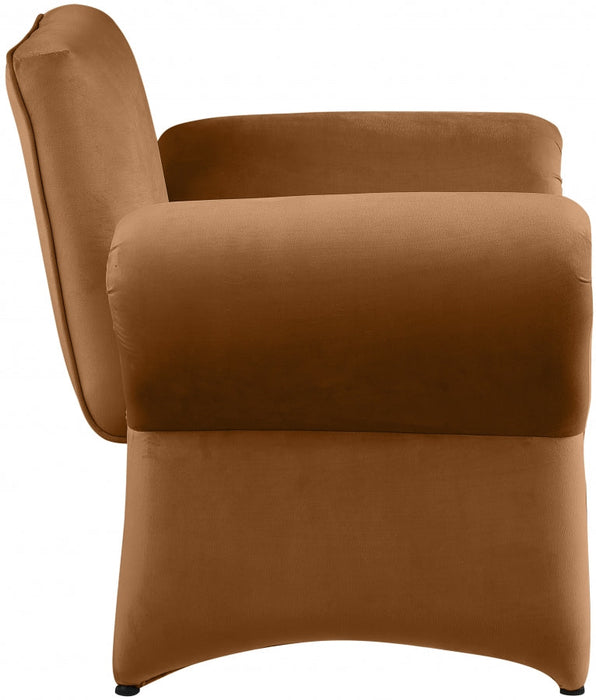 Saddle Fleurette Velvet Accent Chair - 409Saddle - Vega Furniture