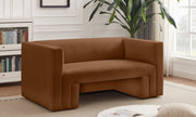 Saddle Henson Velvet Loveseat - 665Saddle-L - Vega Furniture