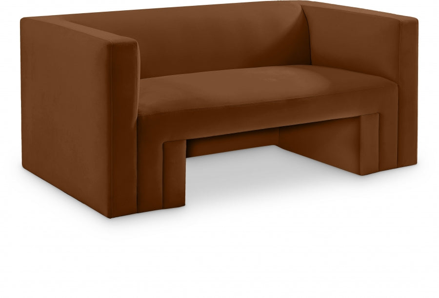 Saddle Henson Velvet Loveseat - 665Saddle-L - Vega Furniture