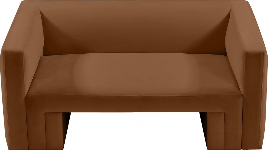 Saddle Henson Velvet Loveseat - 665Saddle-L - Vega Furniture