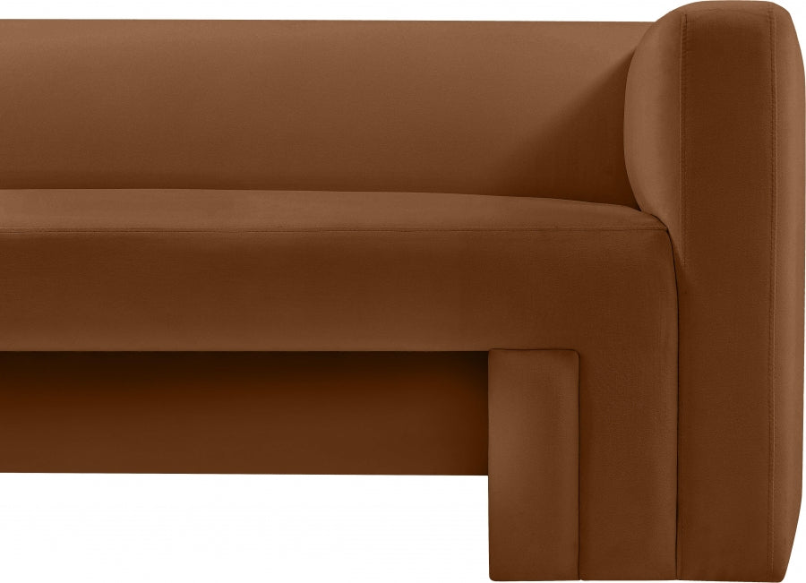 Saddle Henson Velvet Sofa - 665Saddle-S - Vega Furniture