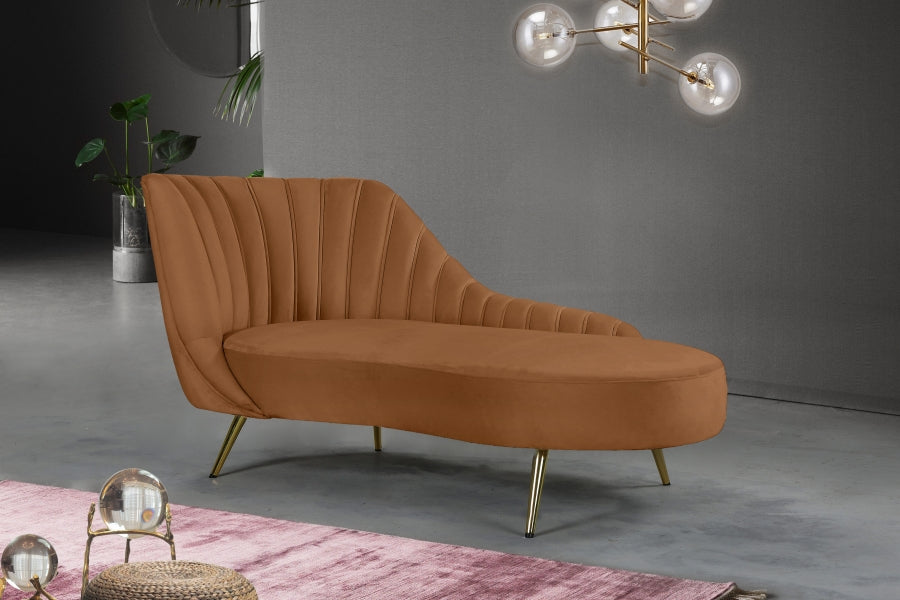 Saddle Margo Velvet Chaise Lounge - 622Saddle-Chaise - Vega Furniture