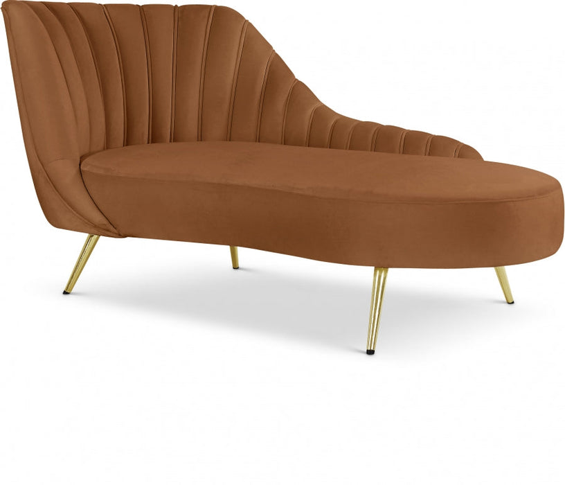 Saddle Margo Velvet Chaise Lounge - 622Saddle-Chaise - Vega Furniture