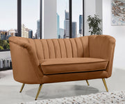 Saddle Margo Velvet Loveseat - 622Saddle-L - Vega Furniture