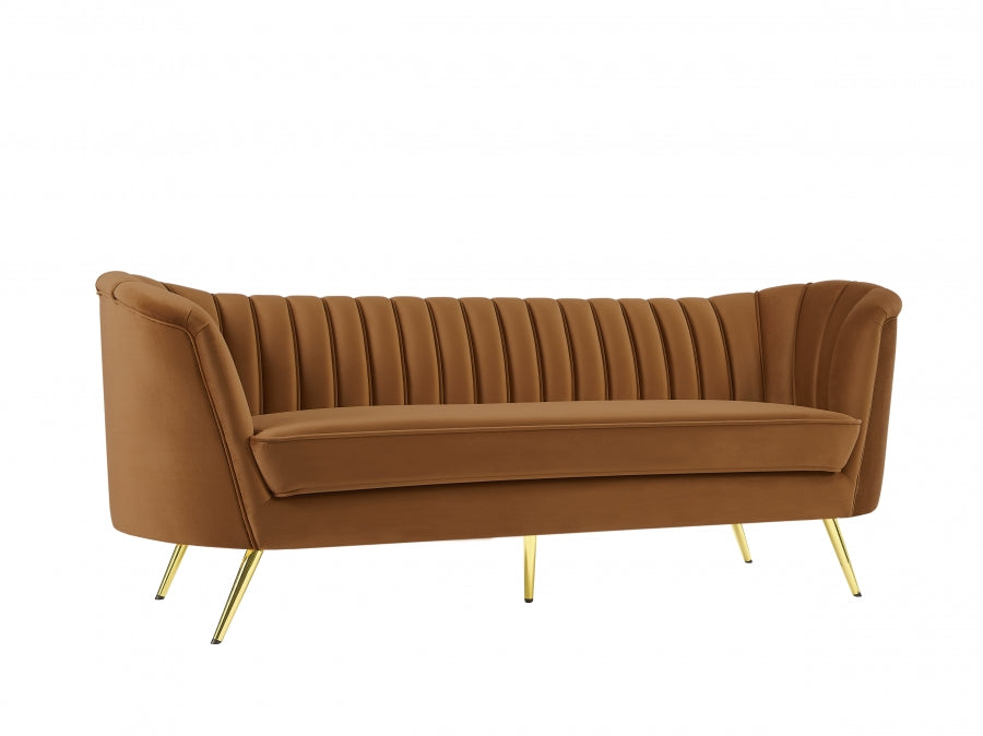 Saddle Margo Velvet Sofa - 622Saddle-S - Vega Furniture