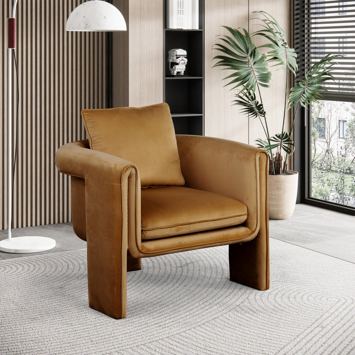 Saddle Sloan Velvet Accent Chair - 424Saddle - Vega Furniture