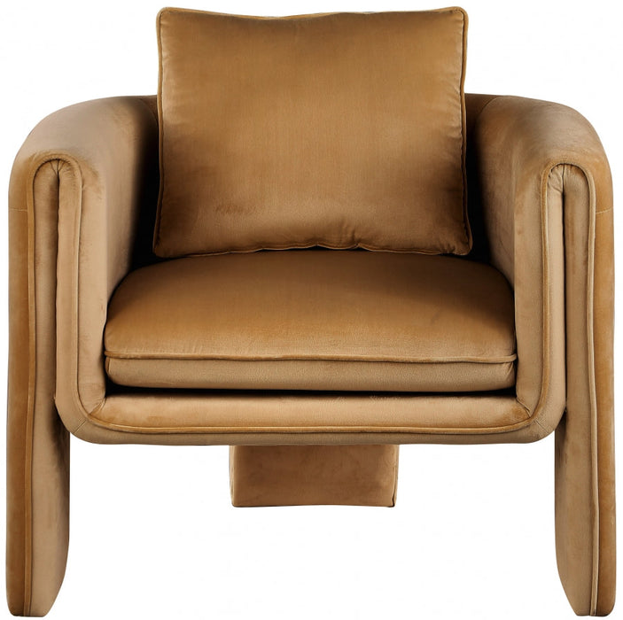 Saddle Sloan Velvet Accent Chair - 424Saddle - Vega Furniture