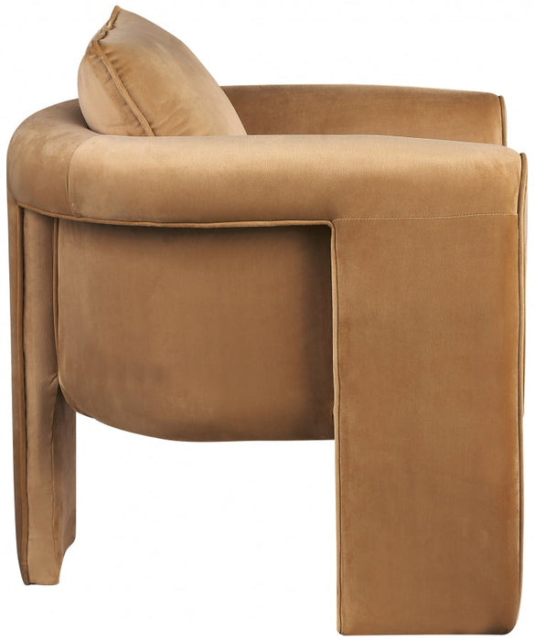 Saddle Sloan Velvet Accent Chair - 424Saddle - Vega Furniture