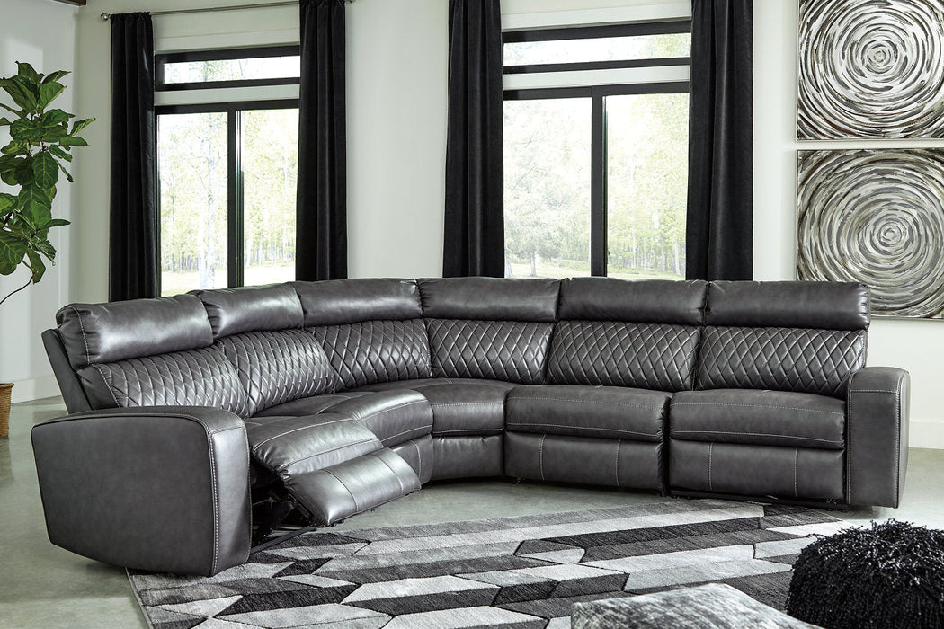 Samperstone Gray 5-Piece Power Reclining Sectional - SET | 5520319 | 5520346 | 5520358 | 5520362 | 5520377 - Vega Furniture