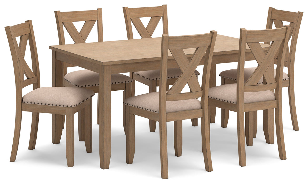 Sanbriar Light Brown Dining Table and Chairs, Set of 7 - D393-425 - Vega Furniture