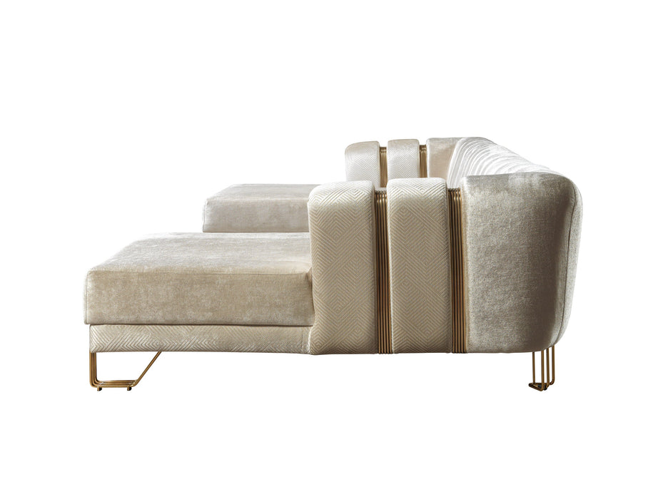 Santana Ivory Velvet Double Chaise Sectional - SANTANAIVORY-SEC - Vega Furniture