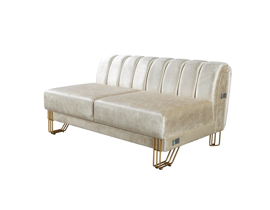 Santana Ivory Velvet Double Chaise Sectional - SANTANAIVORY-SEC - Vega Furniture
