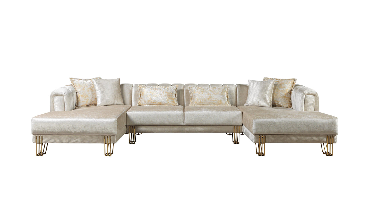 Santana Ivory Velvet Double Chaise Sectional - SANTANAIVORY-SEC - Vega Furniture