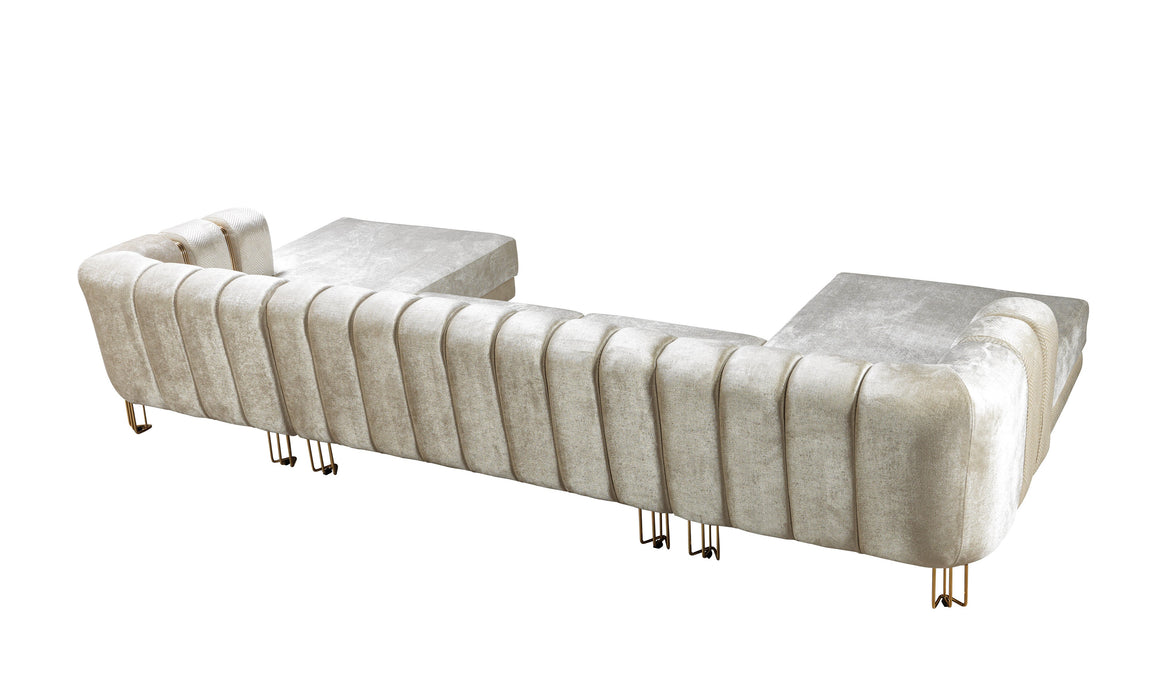 Santana Ivory Velvet Double Chaise Sectional - SANTANAIVORY-SEC - Vega Furniture