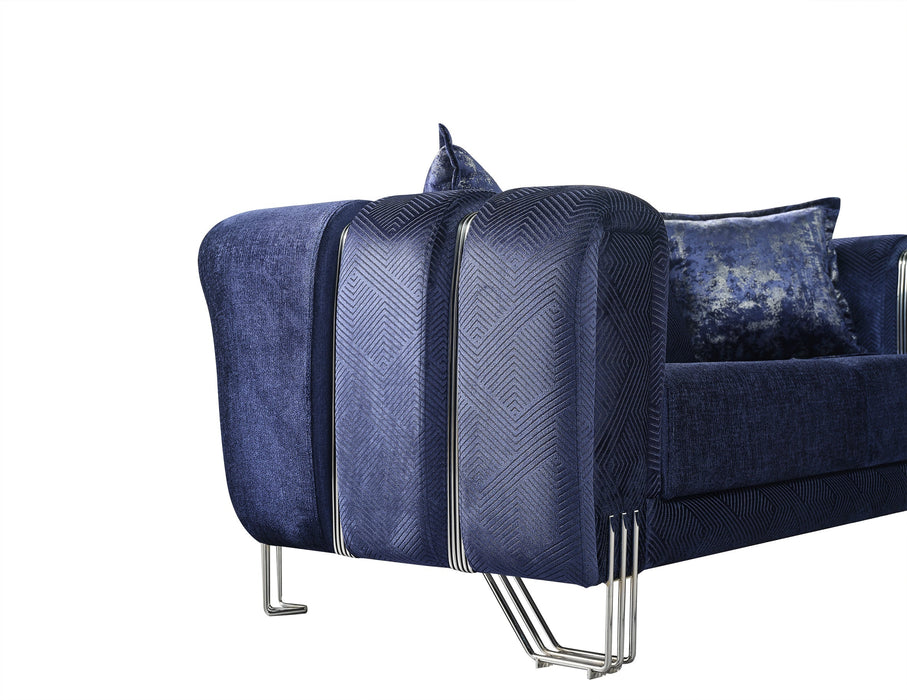 Santana Navy Velvet Living Room Set - SANTANANAVY-SL - Vega Furniture