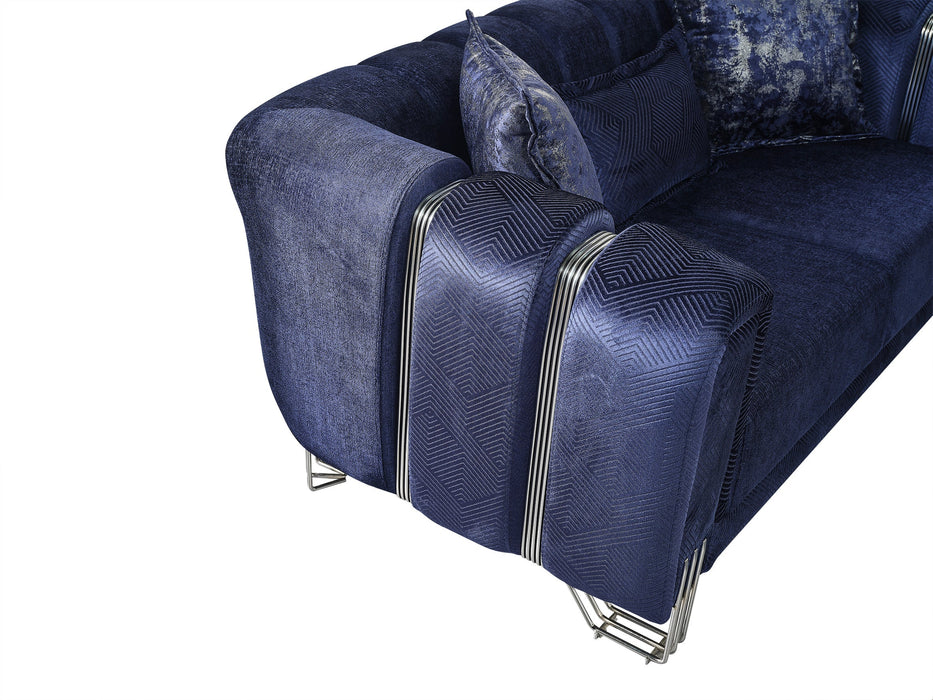 Santana Navy Velvet Living Room Set - SANTANANAVY-SL - Vega Furniture