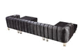 Santana Smoke Velvet Double Chaise Sectional - SANTANASMOKE-SEC - Vega Furniture