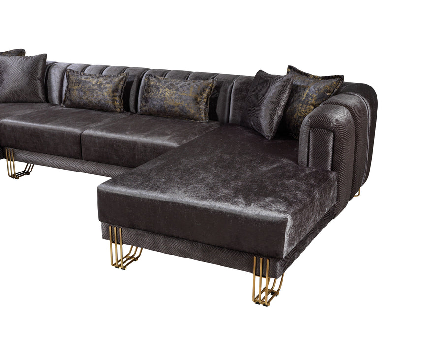 Santana Smoke Velvet Double Chaise Sectional - SANTANASMOKE-SEC - Vega Furniture