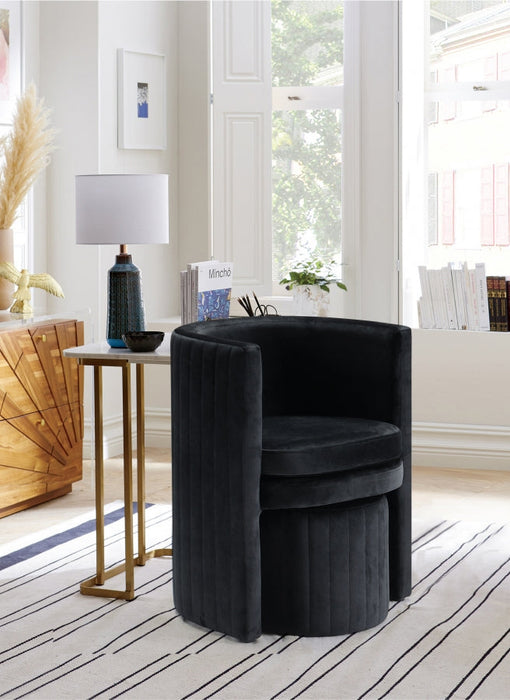 Selena Black Velvet Accent Chair and Ottoman Set - 555Black - Vega Furniture