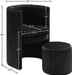 Selena Black Velvet Accent Chair and Ottoman Set - 555Black - Vega Furniture