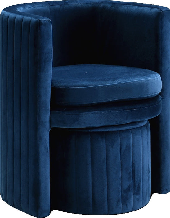 Selena Blue Velvet Accent Chair and Ottoman Set - 555Navy - Vega Furniture