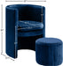 Selena Blue Velvet Accent Chair and Ottoman Set - 555Navy - Vega Furniture