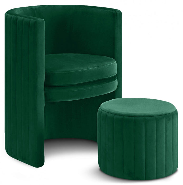 Selena Green Velvet Accent Chair and Ottoman Set - 555Green - Vega Furniture