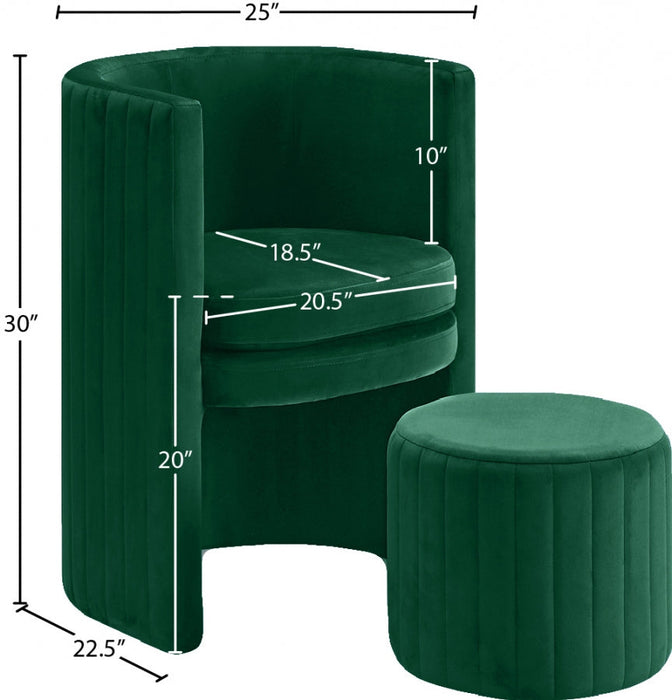 Selena Green Velvet Accent Chair and Ottoman Set - 555Green - Vega Furniture