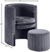 Selena Grey Velvet Accent Chair and Ottoman Set - 555Grey - Vega Furniture