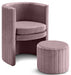 Selena Pink Velvet Accent Chair and Ottoman Set - 555Pink - Vega Furniture