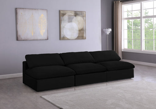 Serene Black Linen Textured Deluxe Modular Down Filled Cloud-Like Comfort Overstuffed 117" Armless Sofa - 601Black-S117 - Vega Furniture