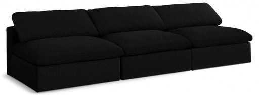 Serene Black Linen Textured Deluxe Modular Down Filled Cloud-Like Comfort Overstuffed 117" Armless Sofa - 601Black-S117 - Vega Furniture