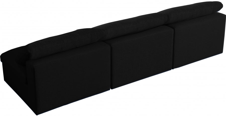 Serene Black Linen Textured Deluxe Modular Down Filled Cloud-Like Comfort Overstuffed 117" Armless Sofa - 601Black-S117 - Vega Furniture