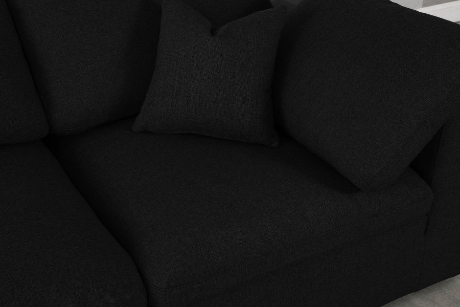 Serene Black Linen Textured Deluxe Modular Down Filled Cloud-Like Comfort Overstuffed 119" Sofa - 601Black-S119 - Vega Furniture